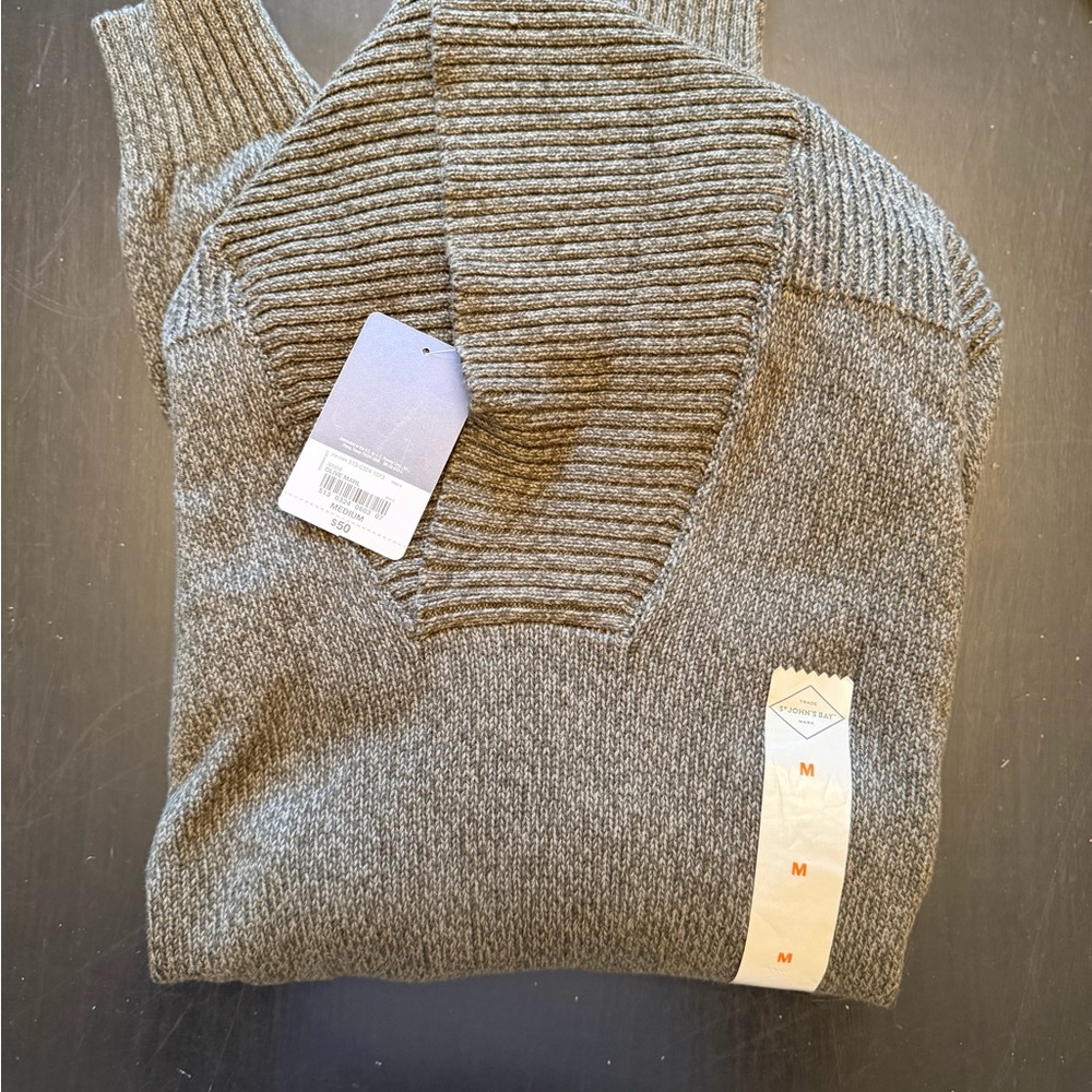 NWT St John’s Bay Olive Marl Shawl Neck Men's Sweater